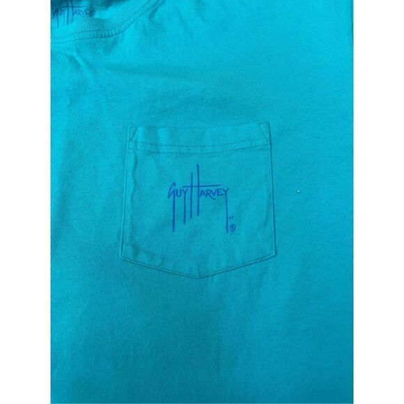 Guy Harvey Mens Blue Short Sleeve Fish Pocket Tee- Medium - Picture 2 of 6